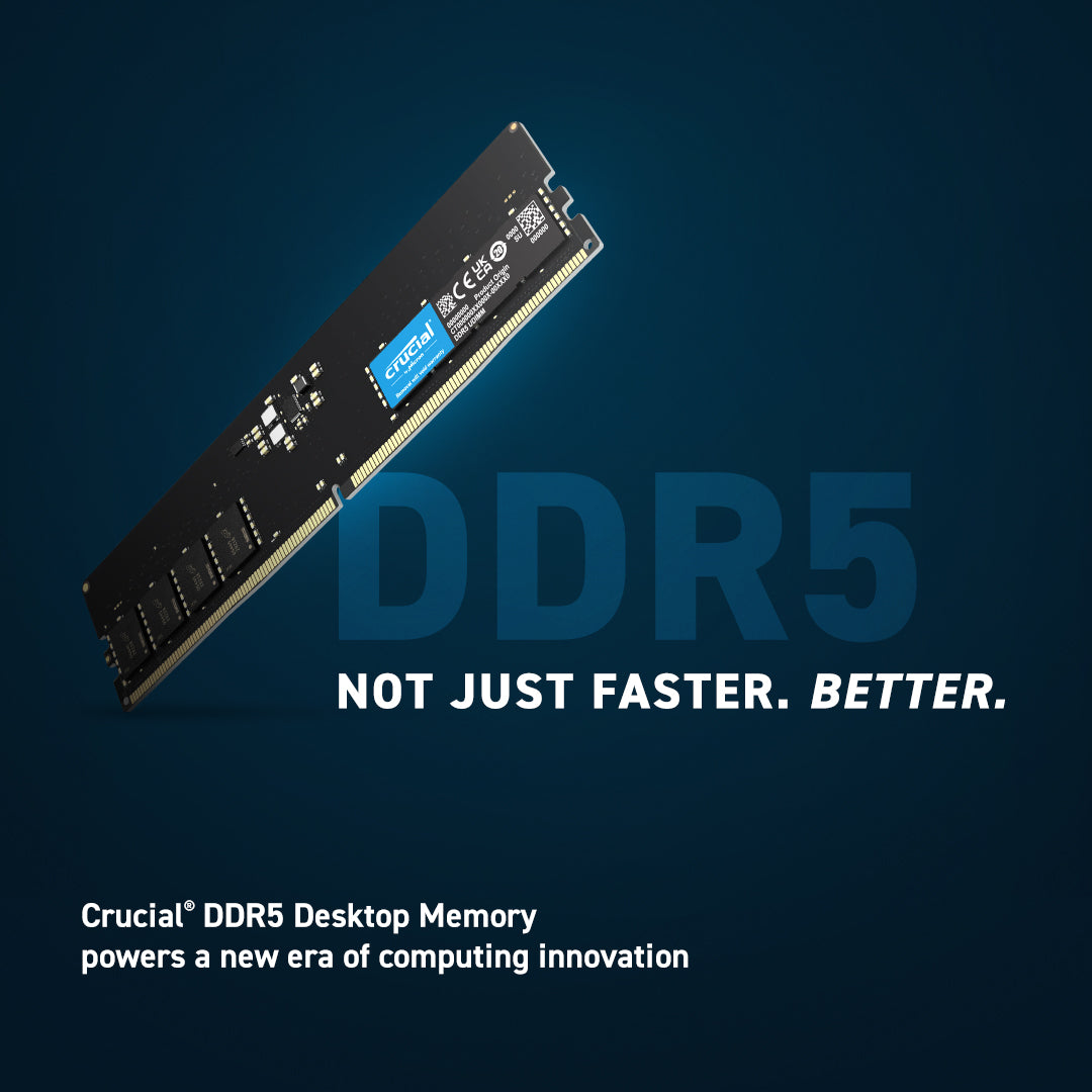 Crucial DDR5 5200Mhz Desktop RAM 16GB 32GB UDIMM CL42 (16GBIT) RAM | XMP 3.0 Compatible Crucial DDR5 5200Mhz Desktop RAM 16GB 32GB UDIMM CL42 (16GBIT) RAM | XMP 3.0 Compatible